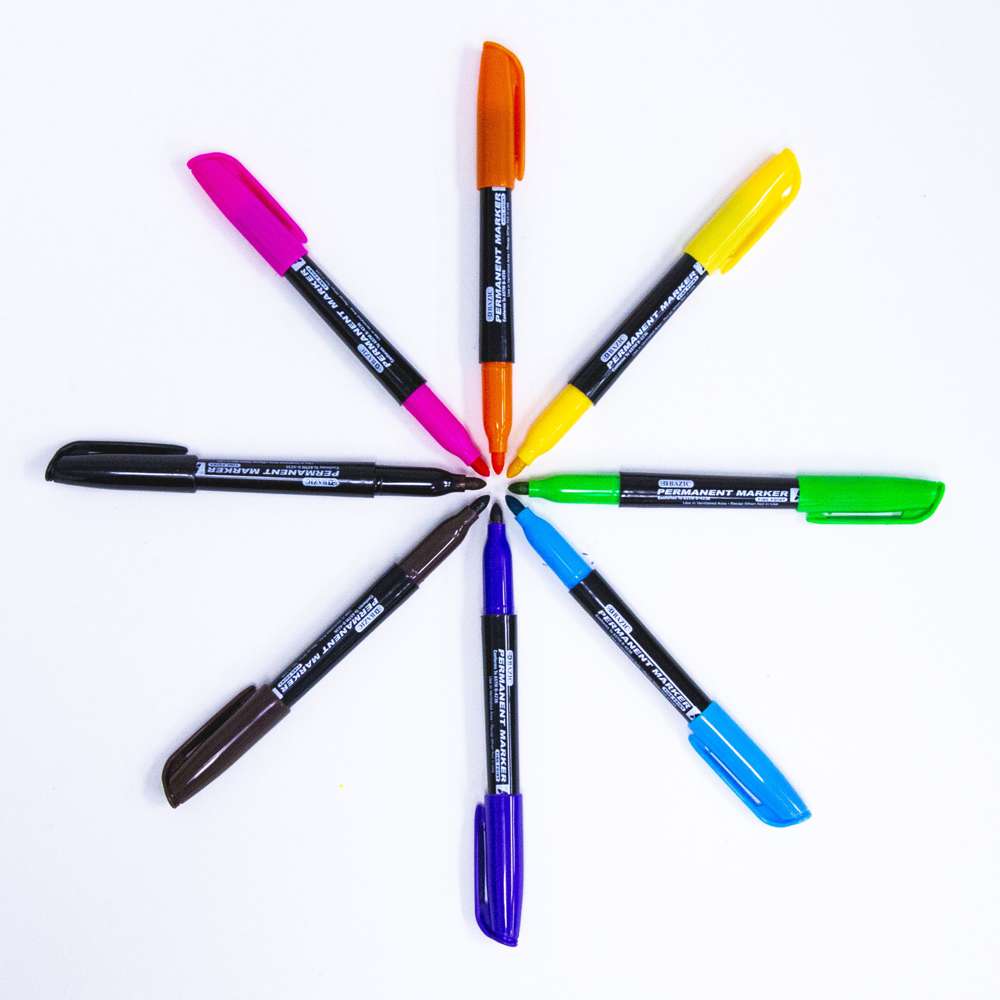 Fine Tip Bright Color Permanent Markers (5/Pack)