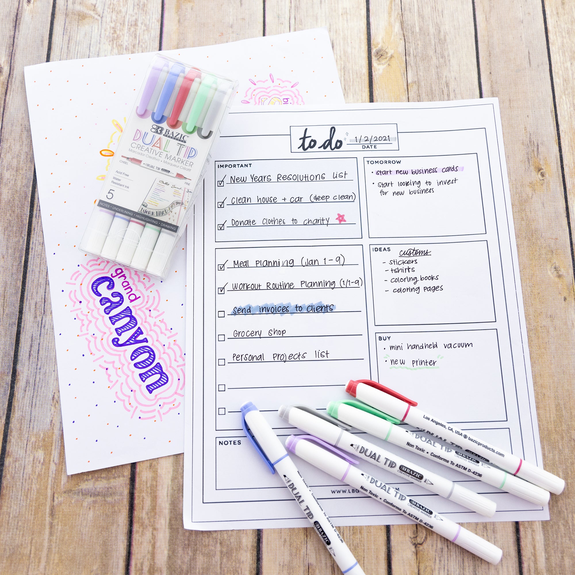 Dual Tip Creative Markers 5 Colors