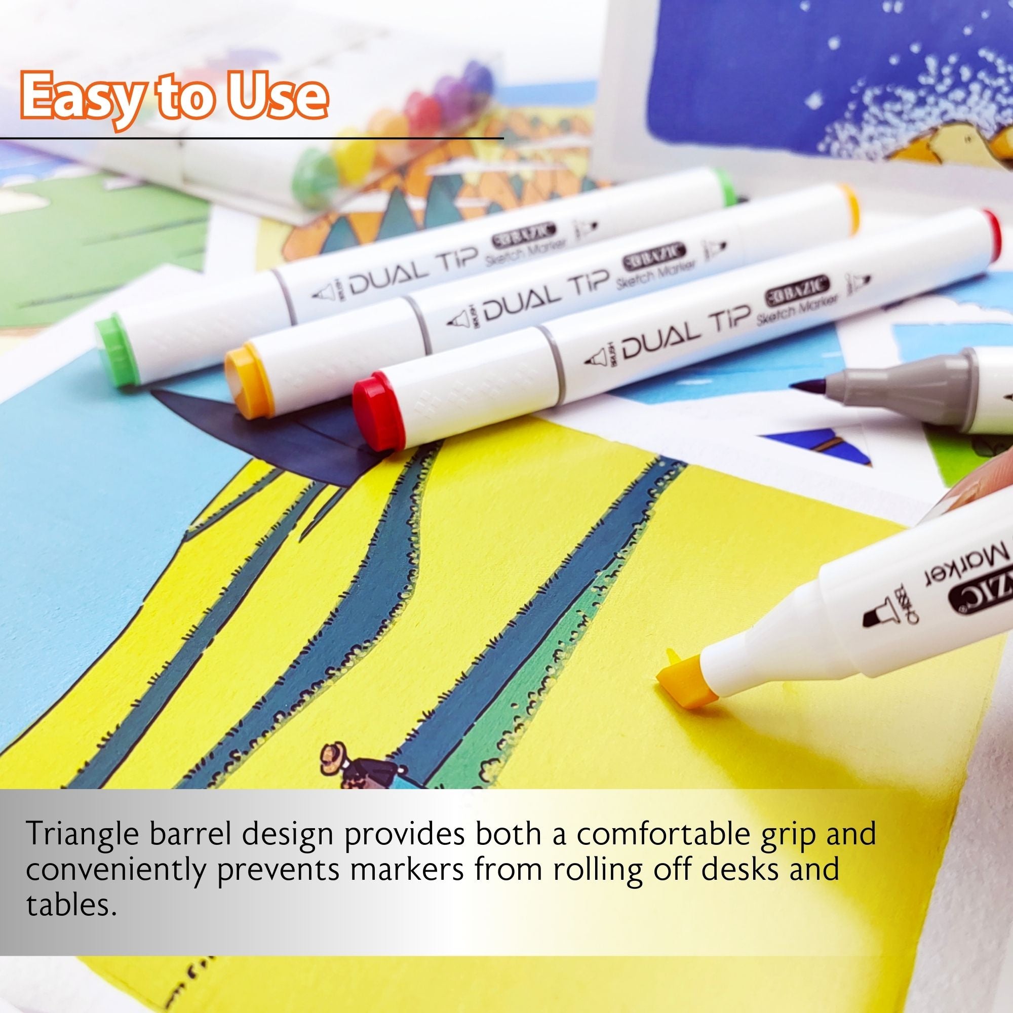 BAZIC 6 Primary Colors Dual Tip Sketch Markers – BAZIC Products