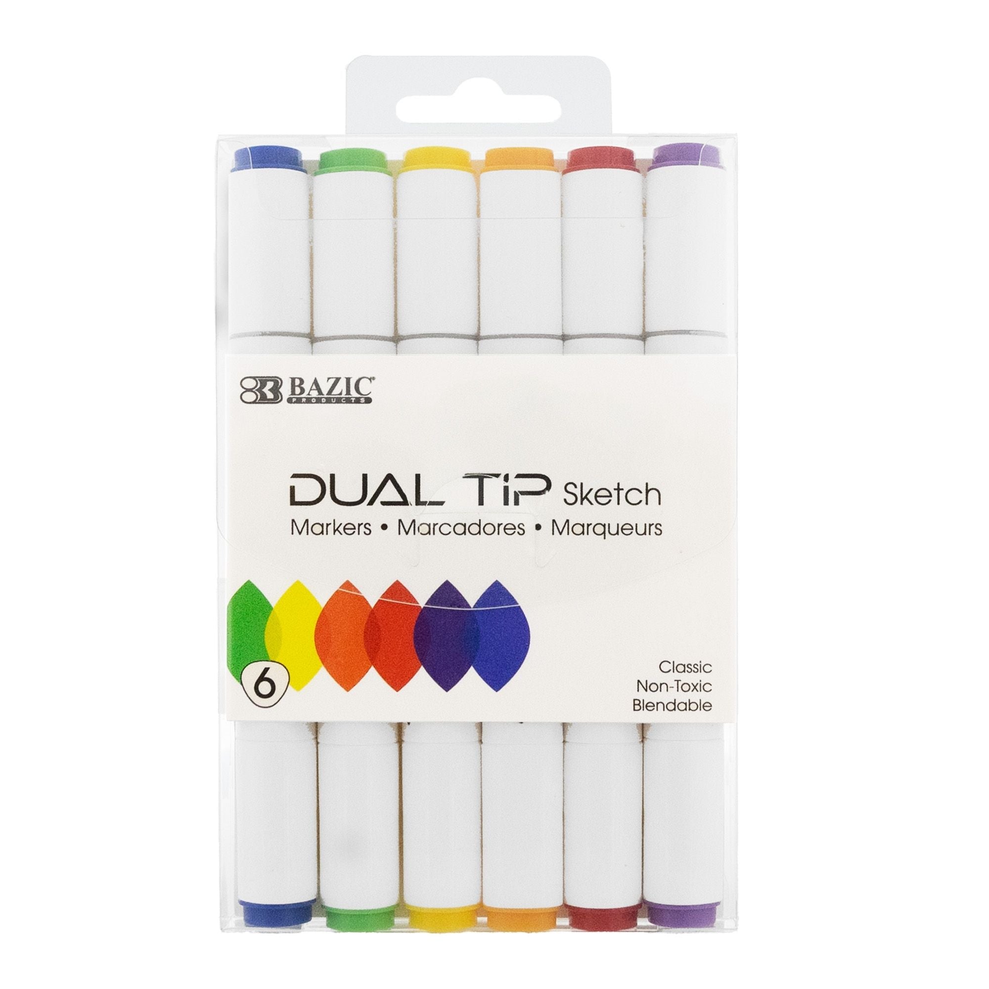BAZIC 6 Primary Colors Dual Tip Sketch Markers – BAZIC Products