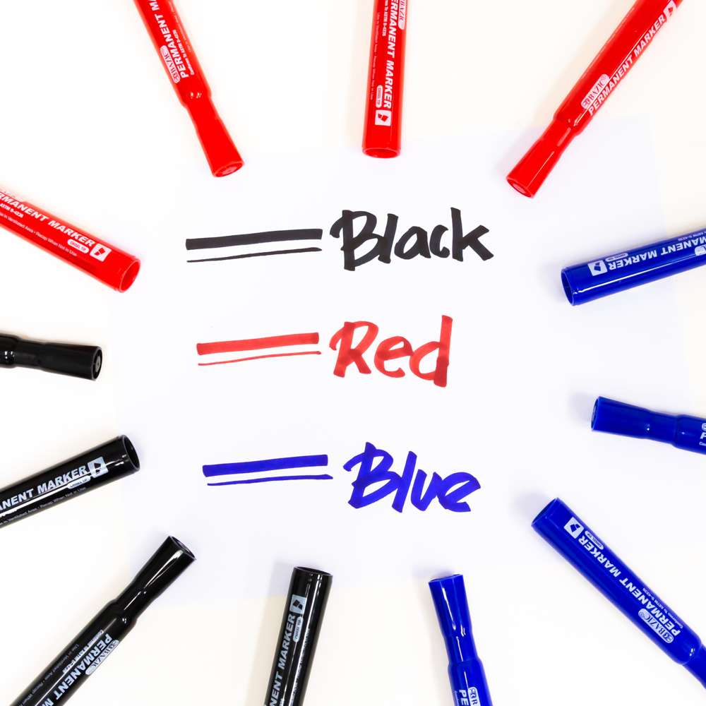 Chisel Tip Assorted Color Permanent Marker (3/Pack)