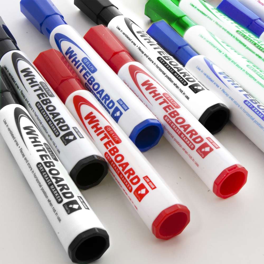 BAZIC Assorted Colors Chisel Tip Dry-Erase Markers (4/Pack