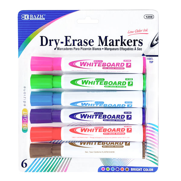 Bright Colors Chisel Tip Dry-Erase Markers (6/Pack)