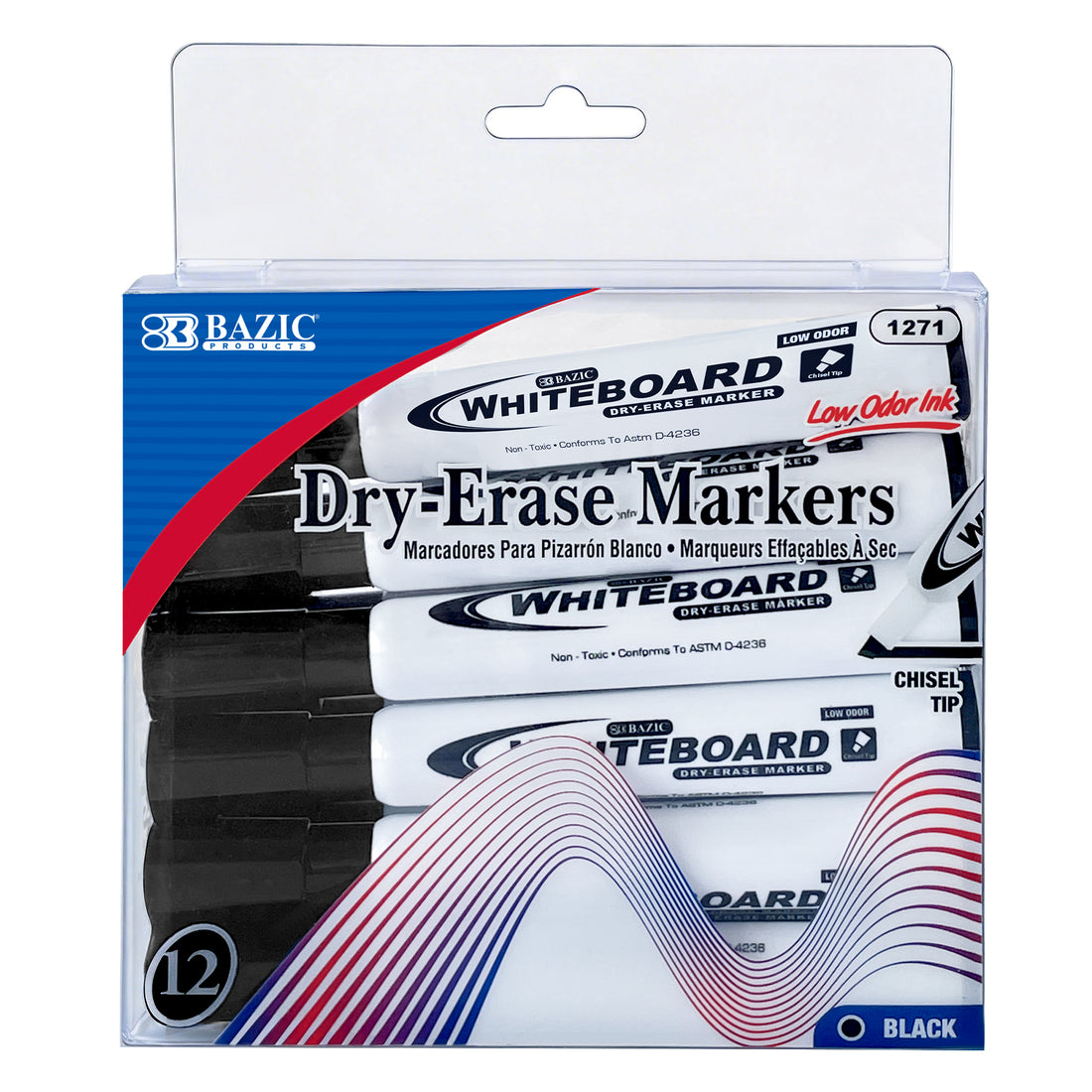 Black Chisel Tip Dry-Erase Markers (12/Box)