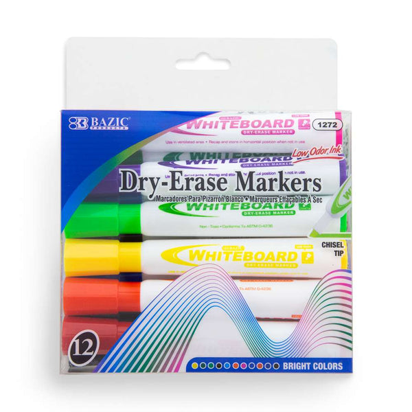 Bright Colors Chisel Tip Dry-Erase Markers (12/Box)