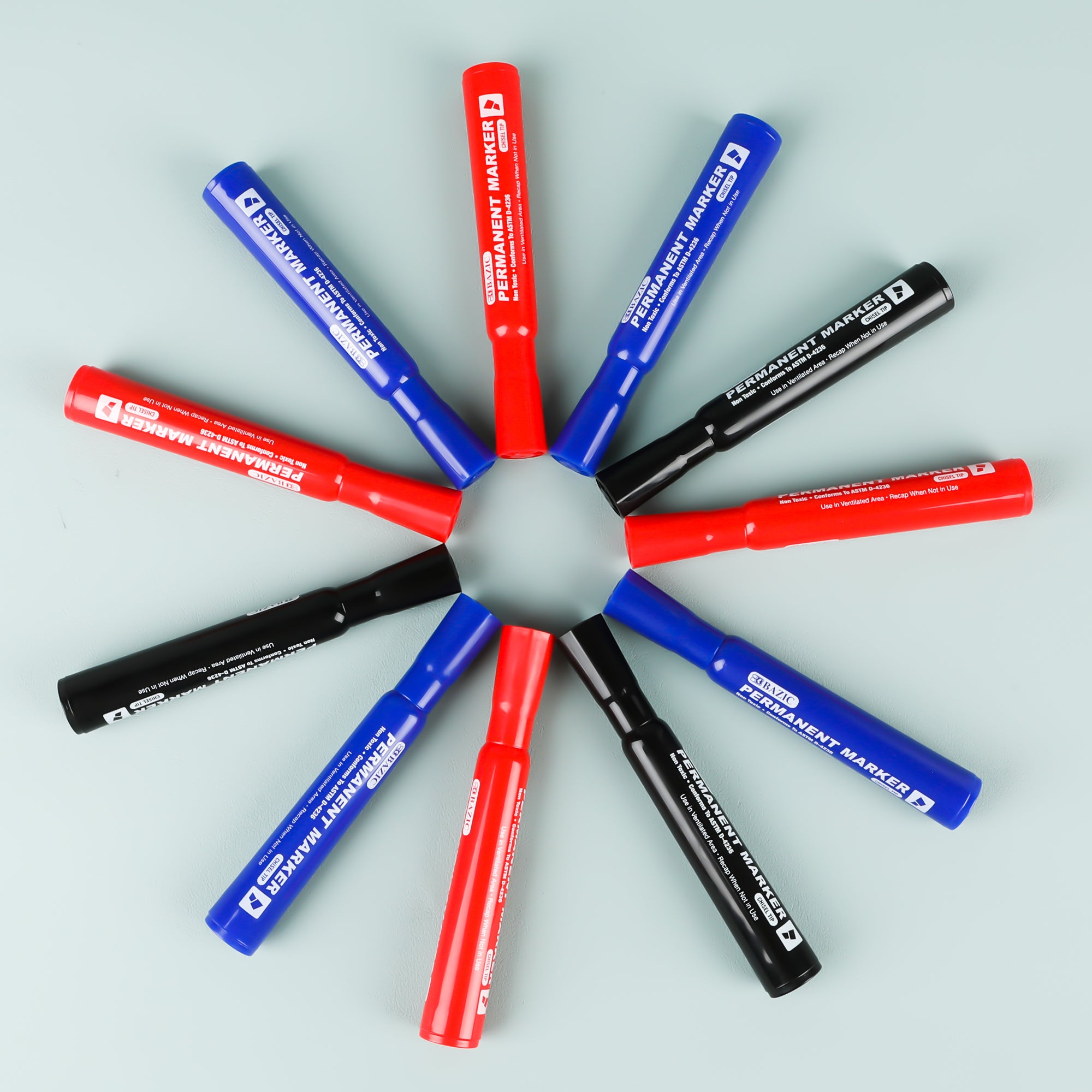 Chisel Tip Assorted Color Permanent Marker (12/Pack)