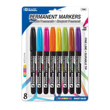 Bright Colors Fine Tip Permanent Markers w/ Pocket Clip (8/Pack)