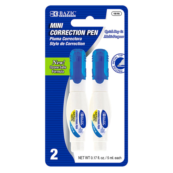 0.17 FL OZ (5 mL) Metal Tip Mini Correction Pen (2/Pack)