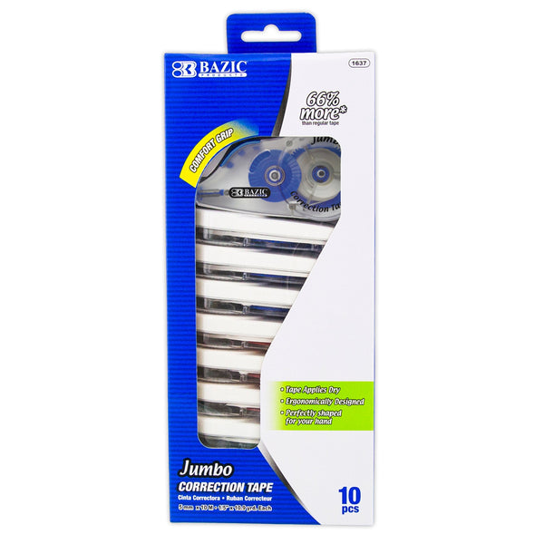 5 mm x 394" Jumbo Correction Tape W/ Grip (10/Pack)