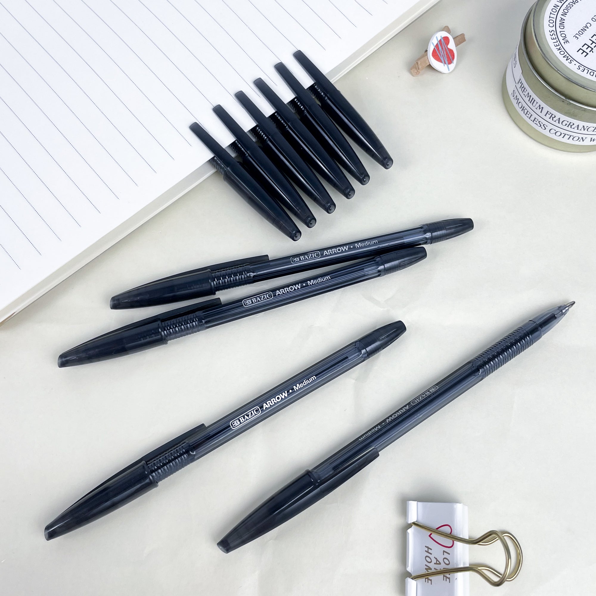 Arrow Black Stick Pen (10/Pack)