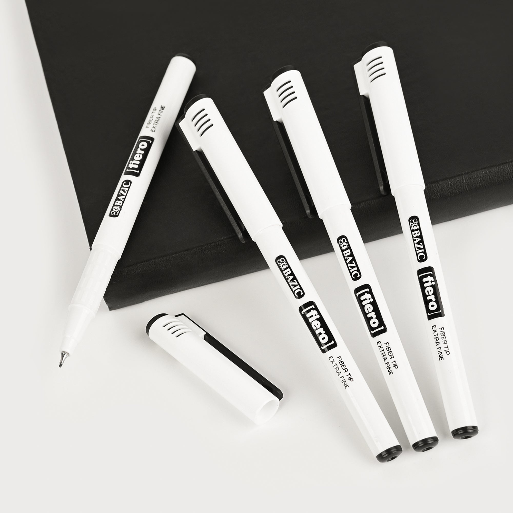 Fiero Black Fiber Tip Fineliner Pen (4/Pack)