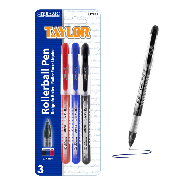Taylor Assorted Color Rollerball Pen (3/Pack)