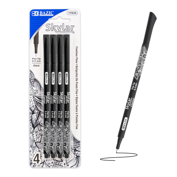 Skylar 0.4 mm Black Fineliner Pen (4/Pack)