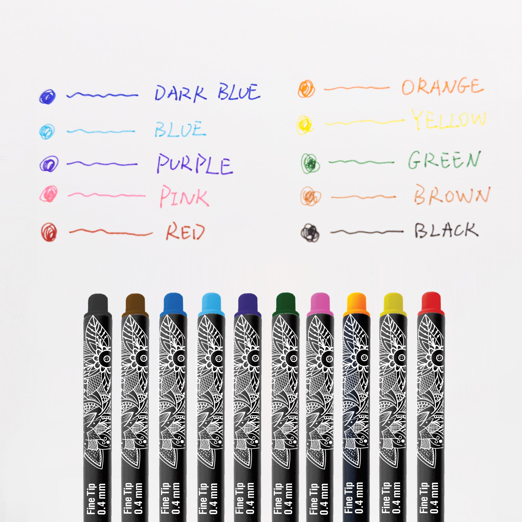 10 Color Skylar 0.4 mm Fineliner Pen