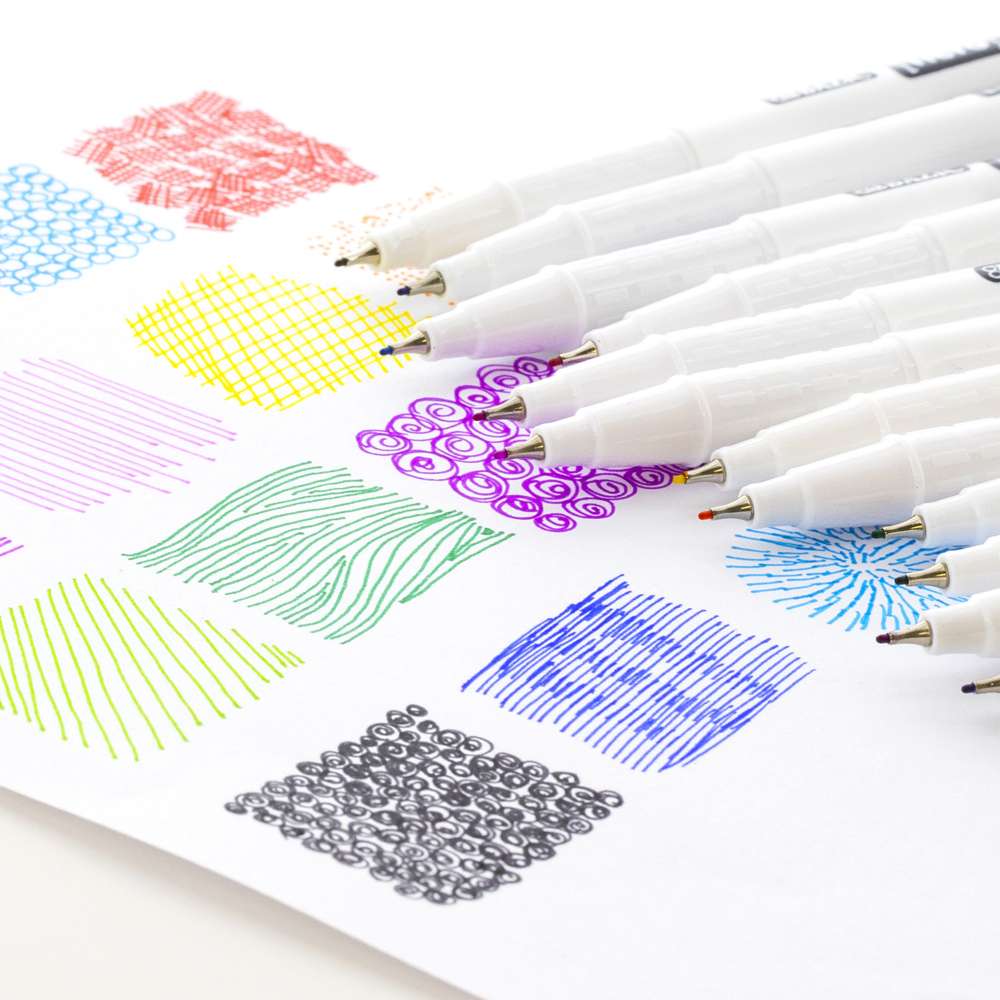 Fiero Assorted Color Fiber Tip Fineliner Pen 12 Color