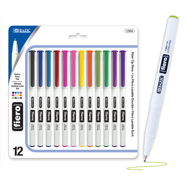12 Color Fiero Fiber Tip Fineliner Pen
