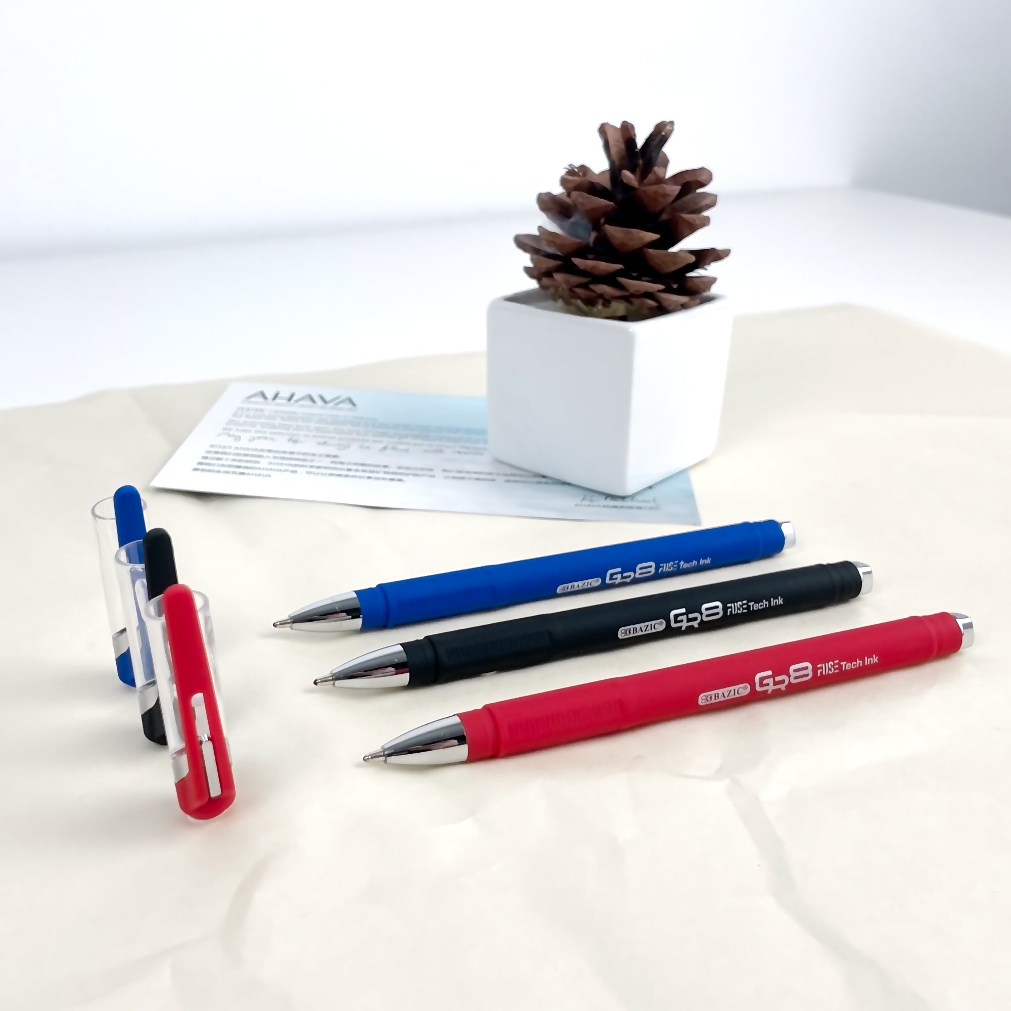 GR8 Asst. Color FUSE Tech Ink Pen w/ Rubberized Barrel (3/Pack)