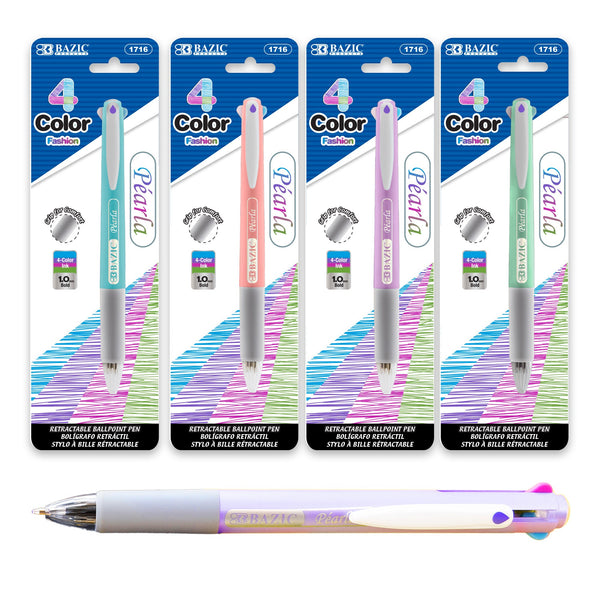 Pearla 4-Fashion Color Pen w/ Cushion Grip
