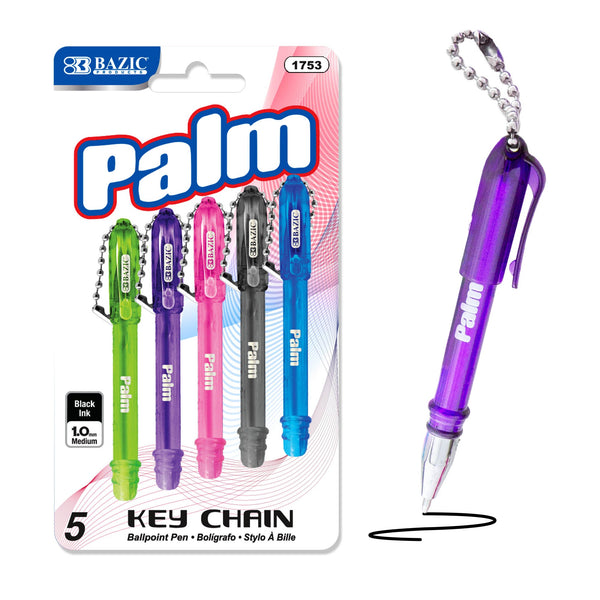Palm Mini Ballpoint Pen w/ Key Ring (5/Pack)