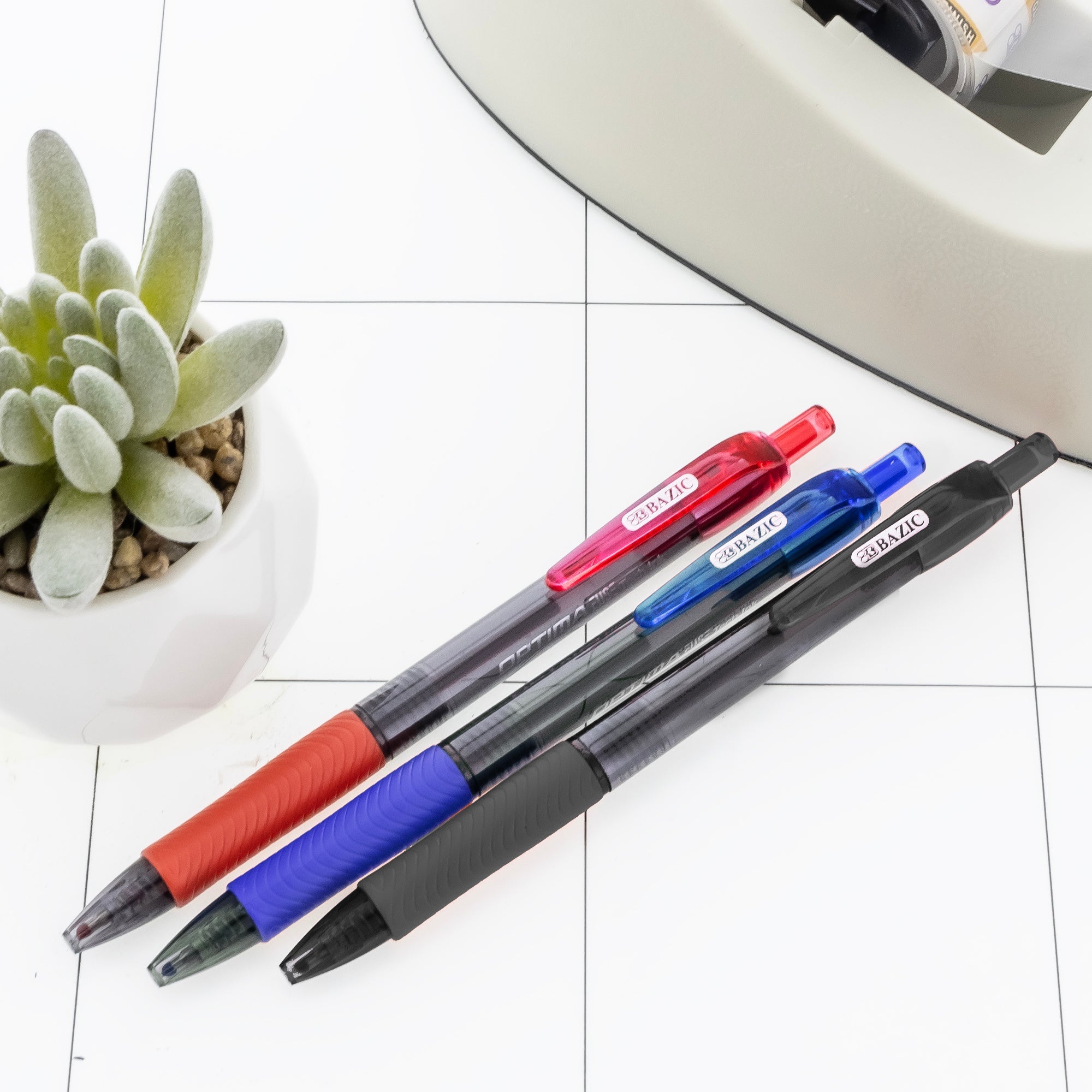 Optima Retractable Assorted Color Oil-Gel Ink (3/Pack)
