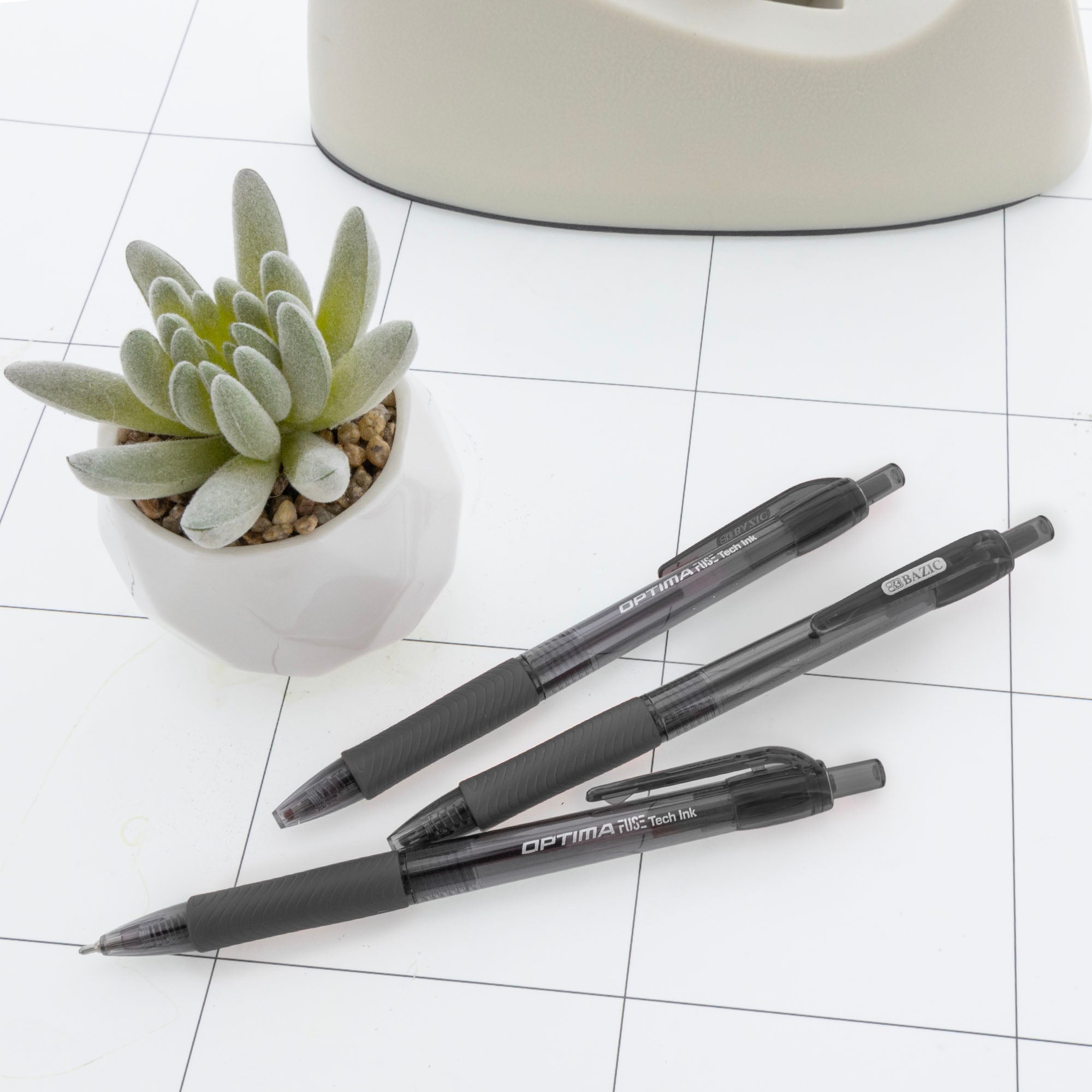 Optima Black Oil-Gel Ink Retractable Pen w/ Grip (3/Pack)
