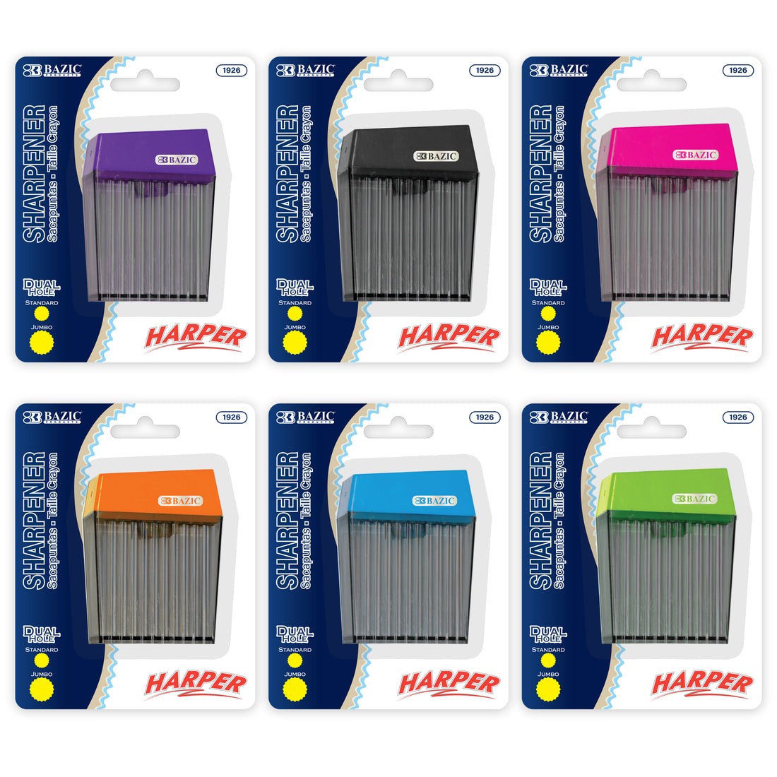 Harper Dual Hole Square Sharpener w/ Receptacle