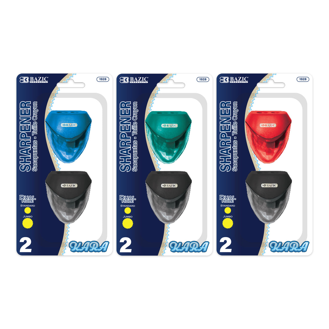 Kara Dual Hole Sharpener w/ Triangle Receptacle (2/Pack)