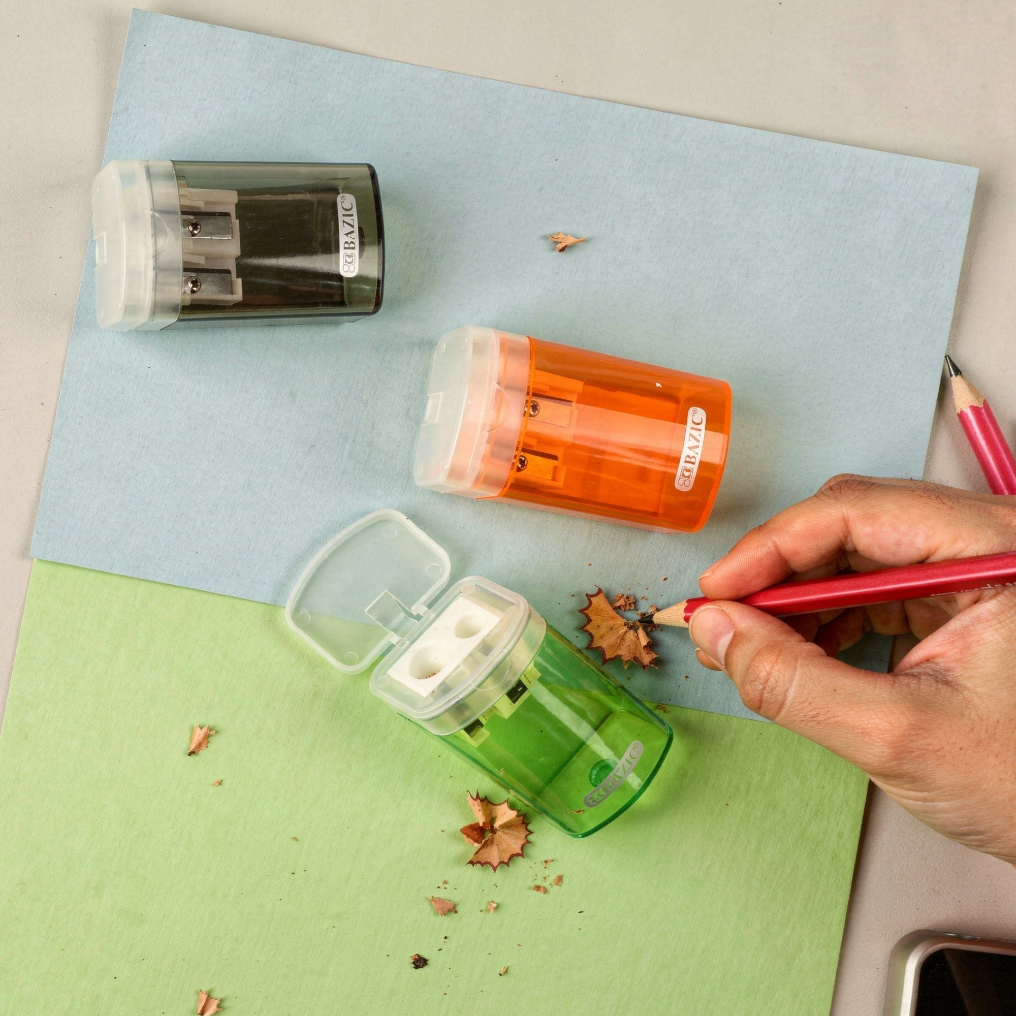 BAZIC Victor Dual Hole Sharpener w/ Lid & Receptacle (BULK