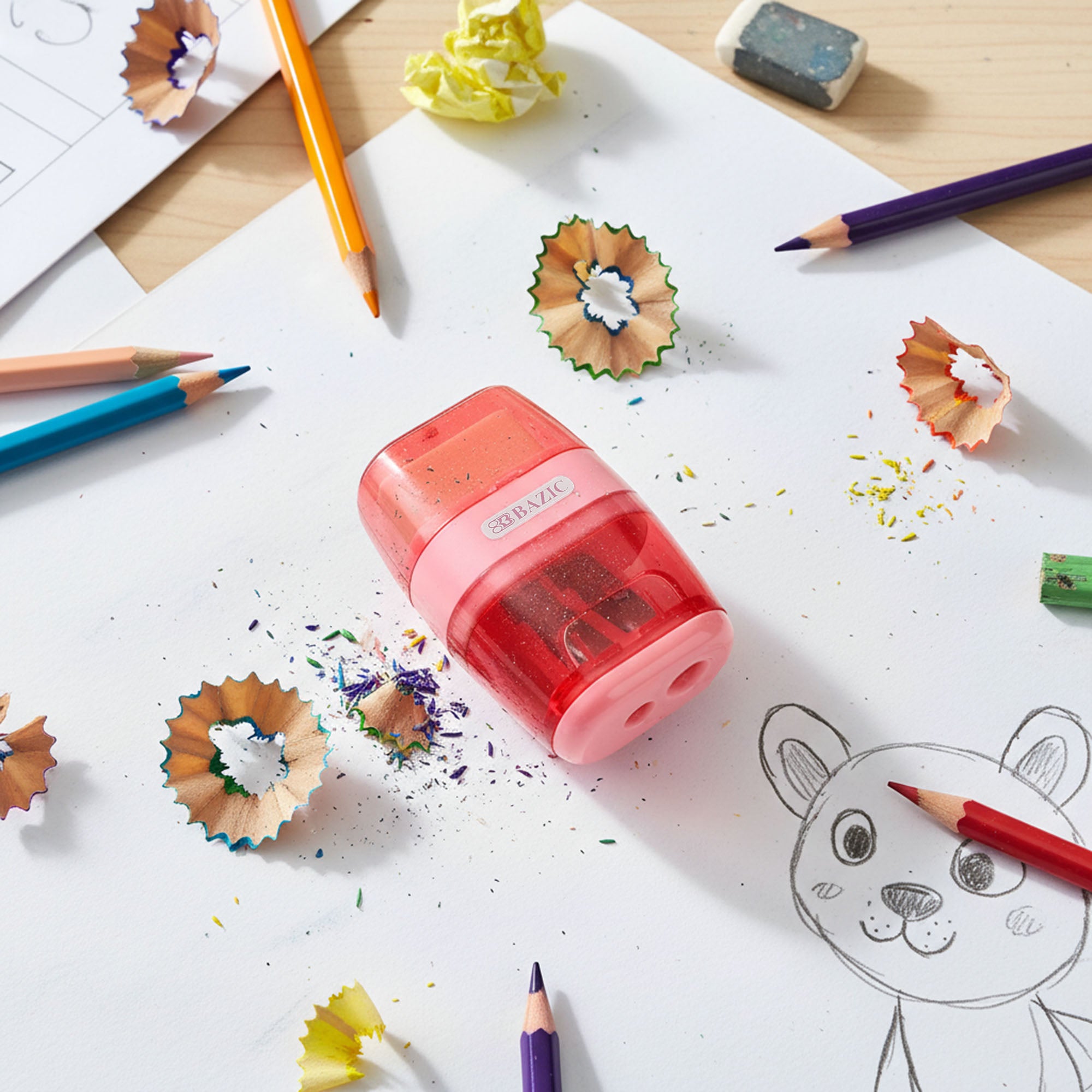 Mila Dual Hole Sharpener w/ Square Receptacle + Eraser