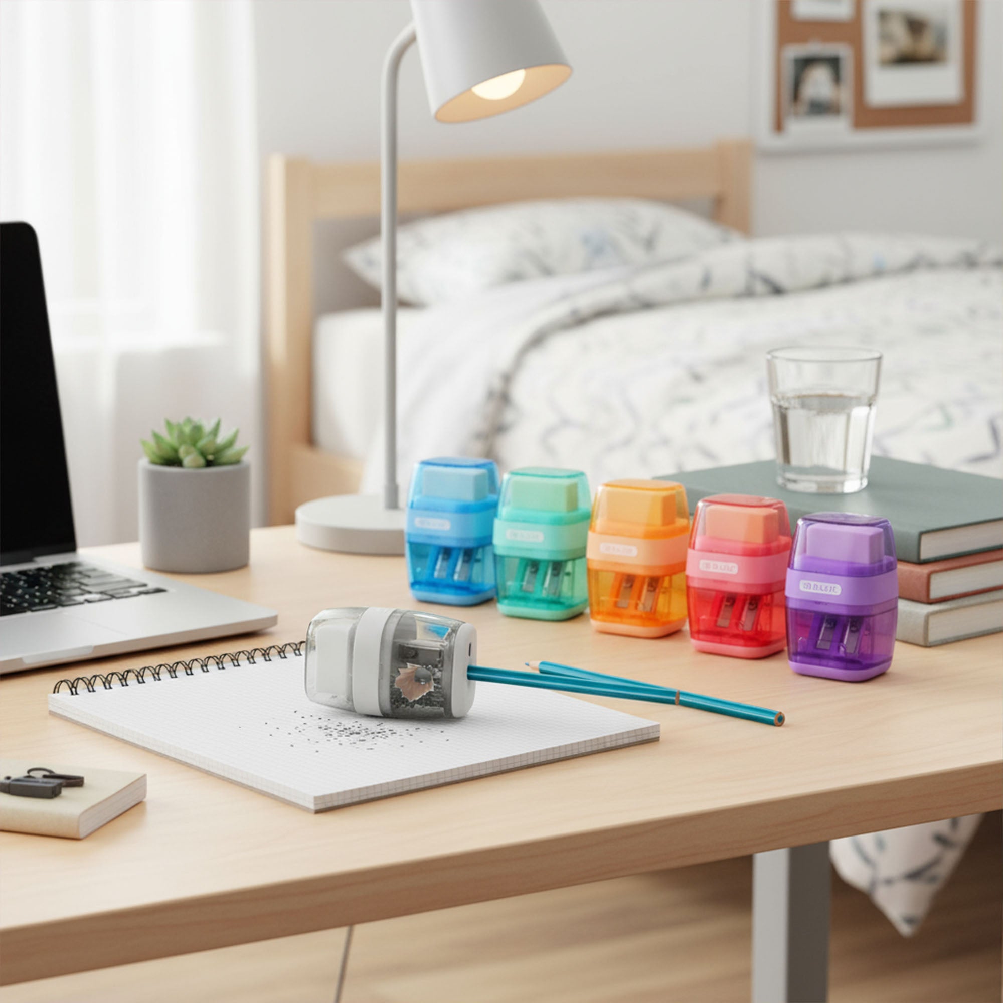 Mila Dual Hole Sharpener w/ Square Receptacle + Eraser