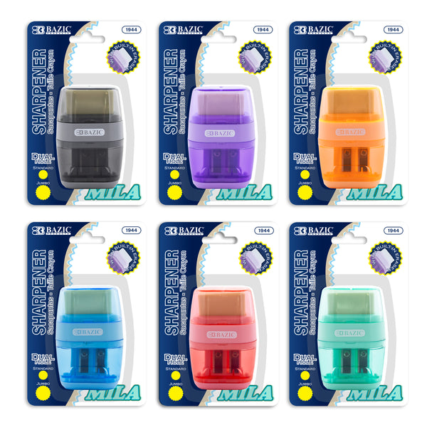 Mila Dual Hole Sharpener w/ Square Receptacle + Eraser