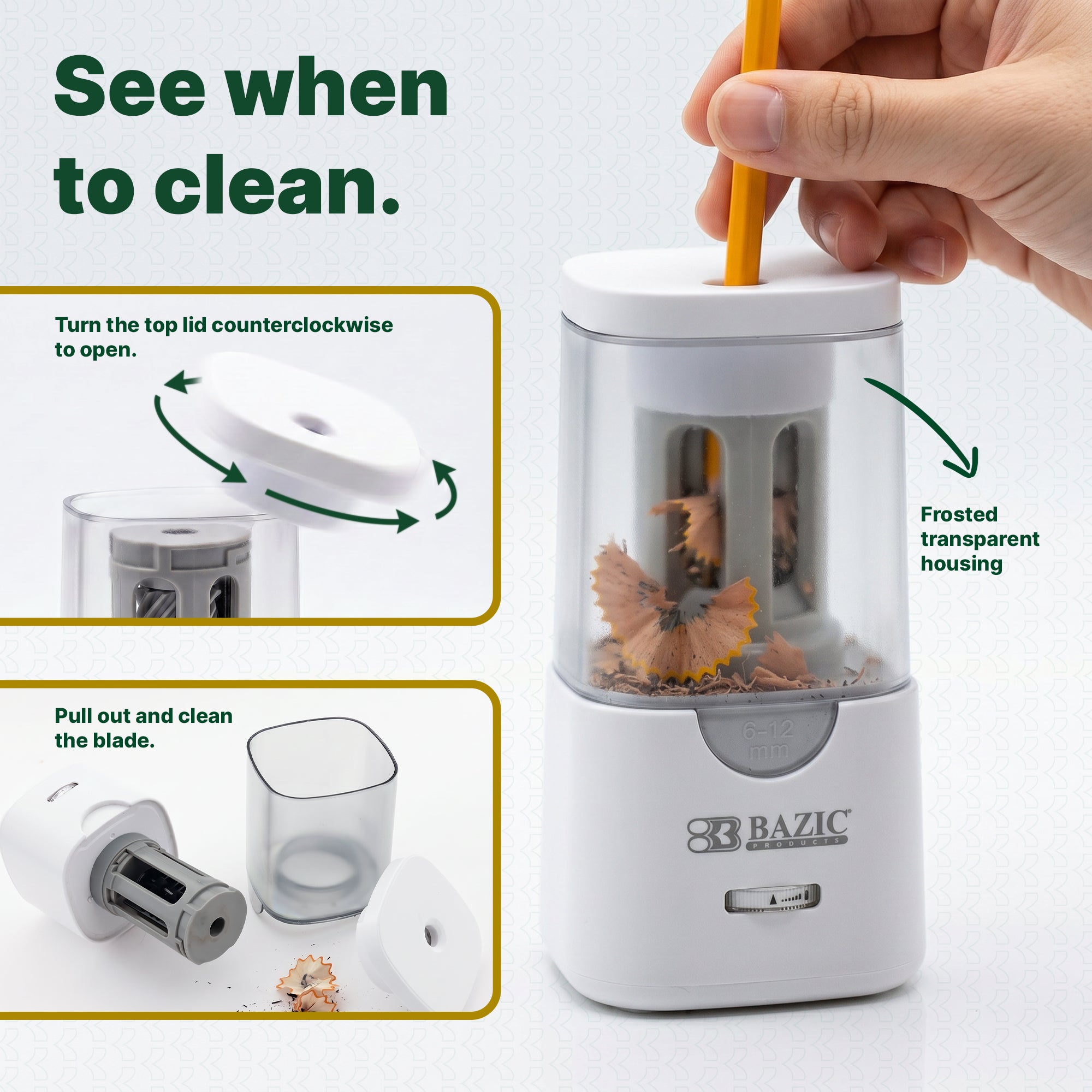Electric Pencil Sharpener for Standard/Jumbo Pencil (6-12mm Pencil)