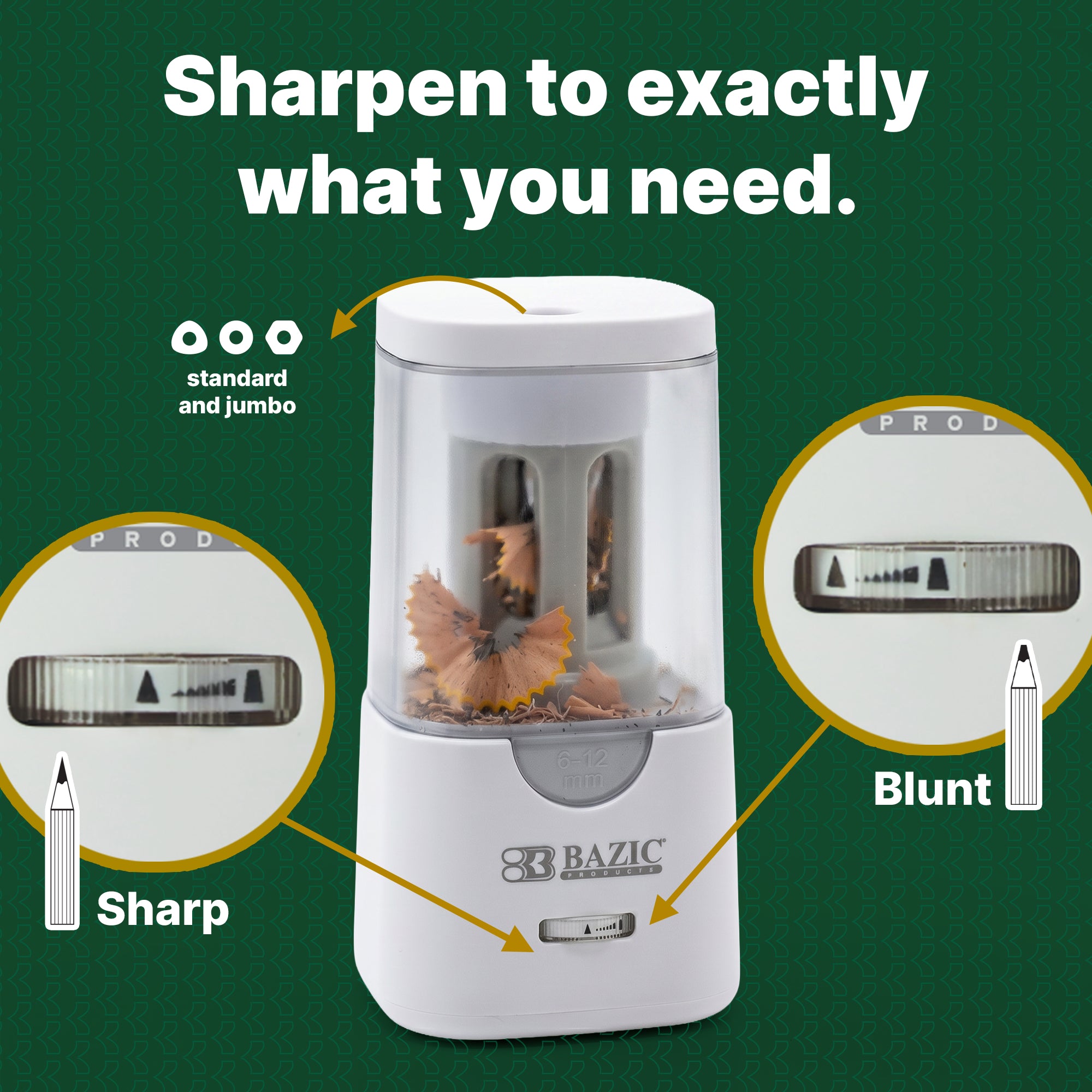 Electric Pencil Sharpener for Standard/Jumbo Pencil (6-12mm Pencil)