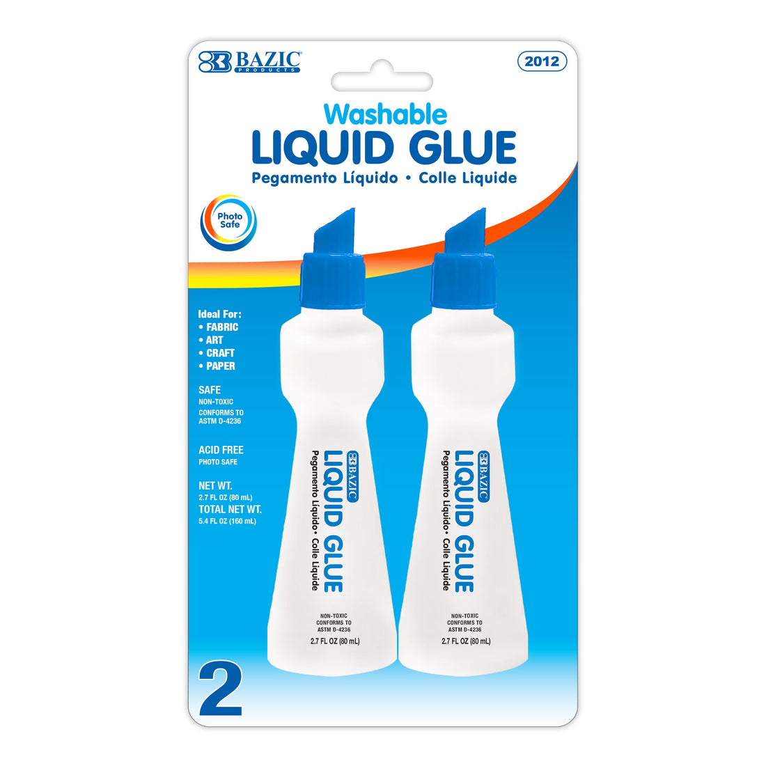 2.7 FL OZ (80 mL) Stationery Clear Glue (2/Pack)