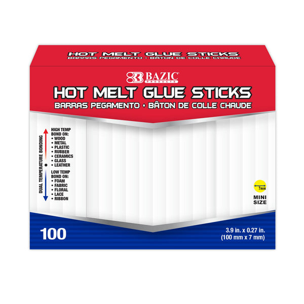 3.9" x 0.27" Dual Temp. Mini Hot Melt Glue Sticks (100/box)