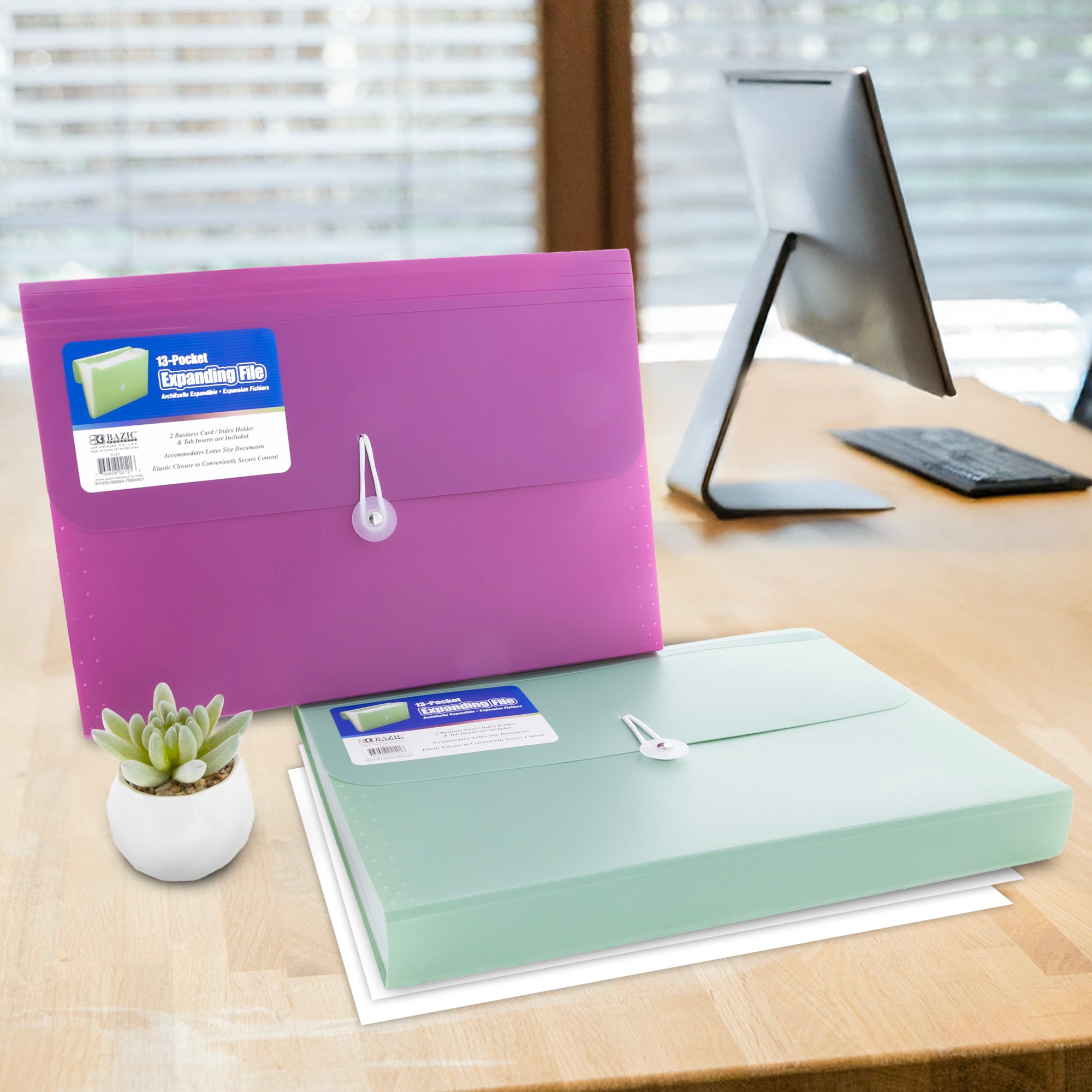 BAZIC Morandi Edition 13-Pocket A4/Letter Size Poly Expanding File