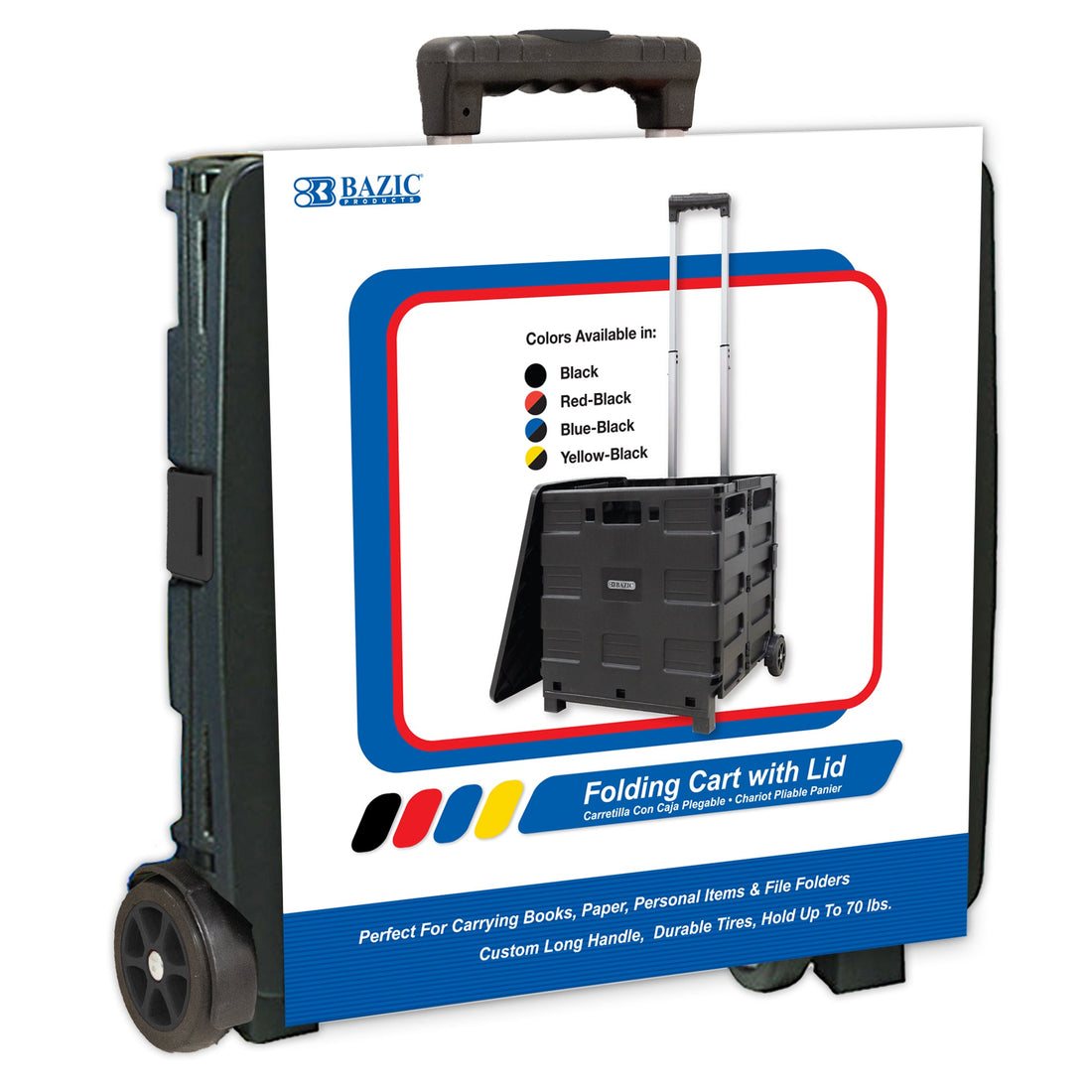 16"X18"X15" Black Folding Cart on Wheels w/Lid Cover