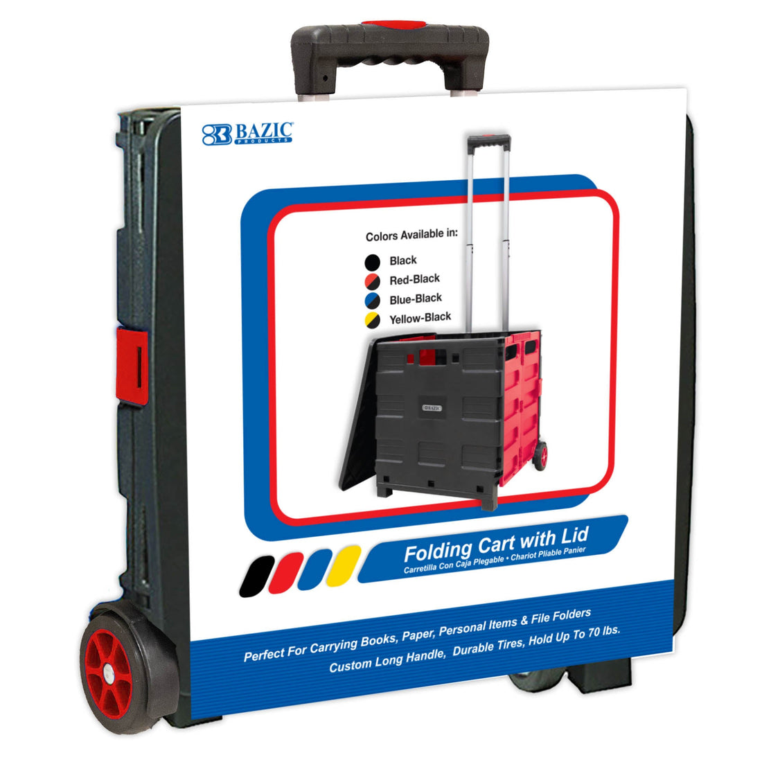 16"X18"X15" Red Folding Cart on Wheels w/Lid Cover