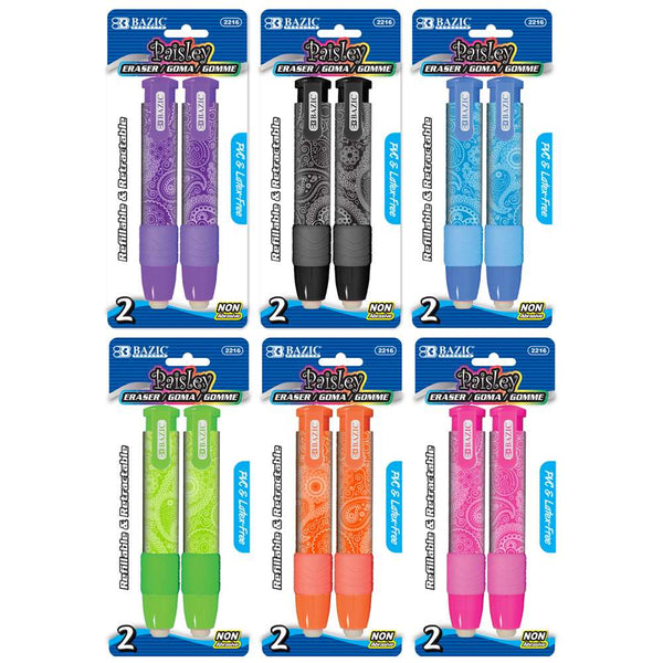 Paisley Retractable Stick Erasers (2/Pack)