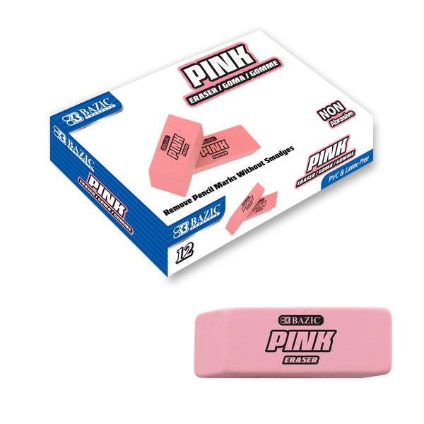 Pink Bevel Eraser (12/Box)