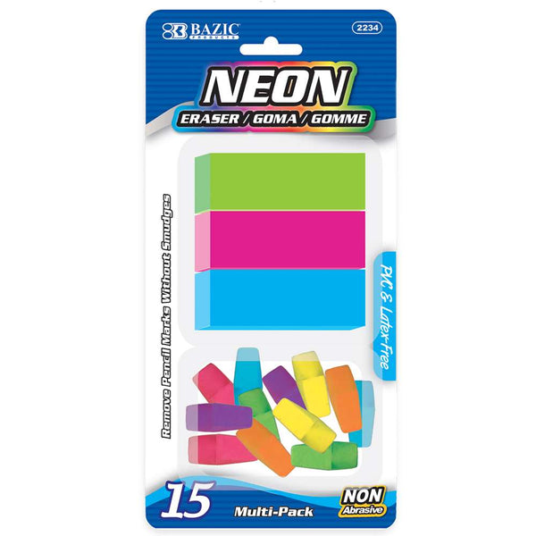 Neon Eraser Sets (15/Pack)