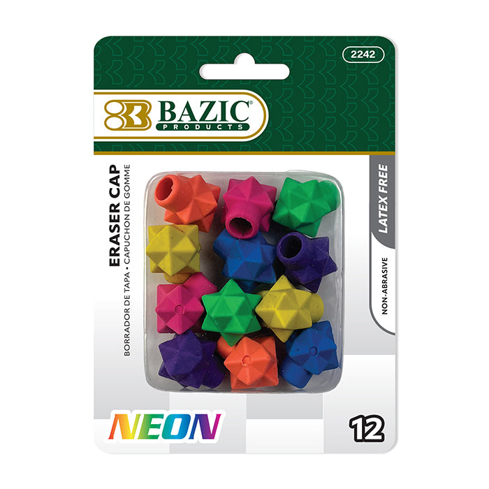 Star Neon Eraser Cap (12/Pack)