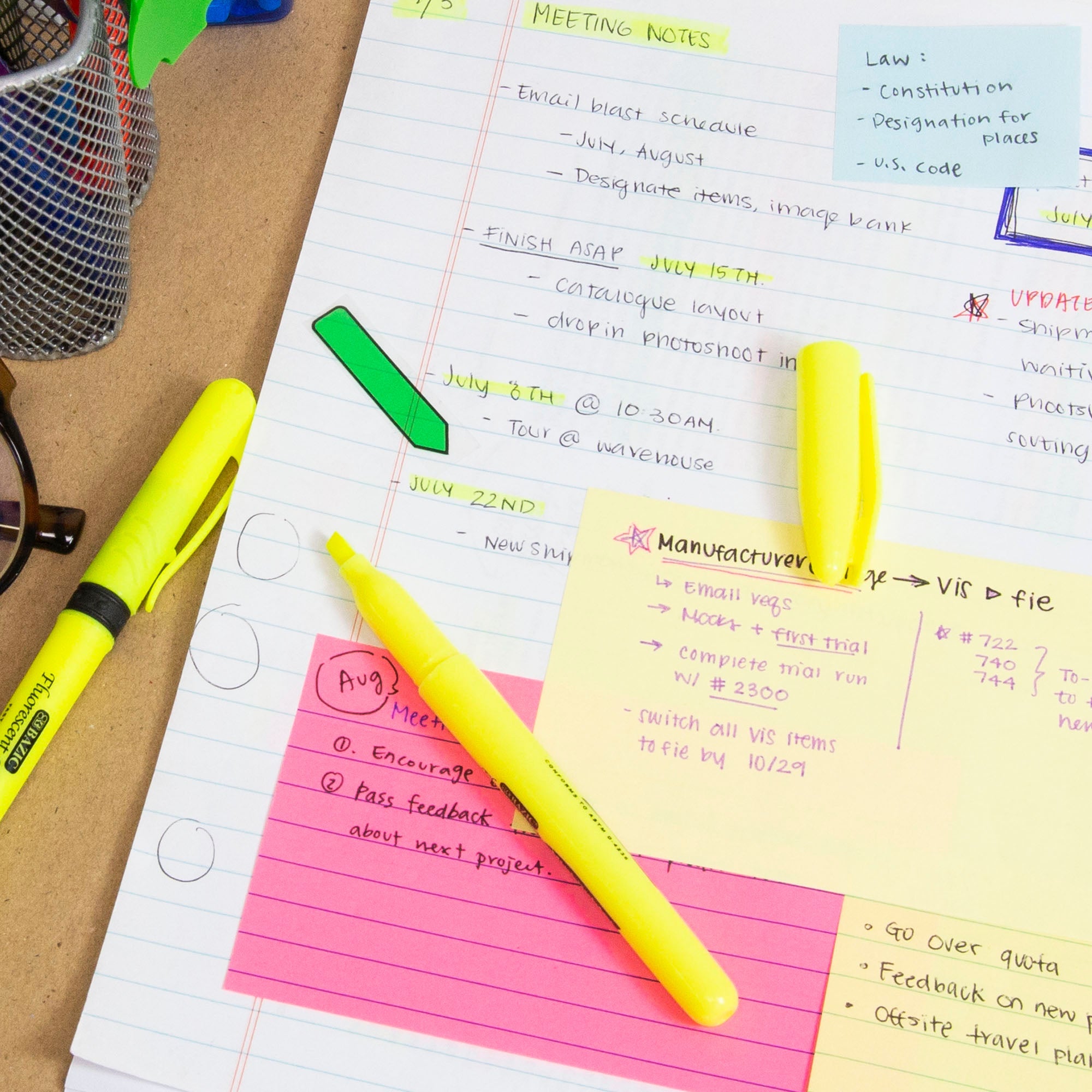 Pen Style Fluorescent Highlighter Yellow (5/Pk)