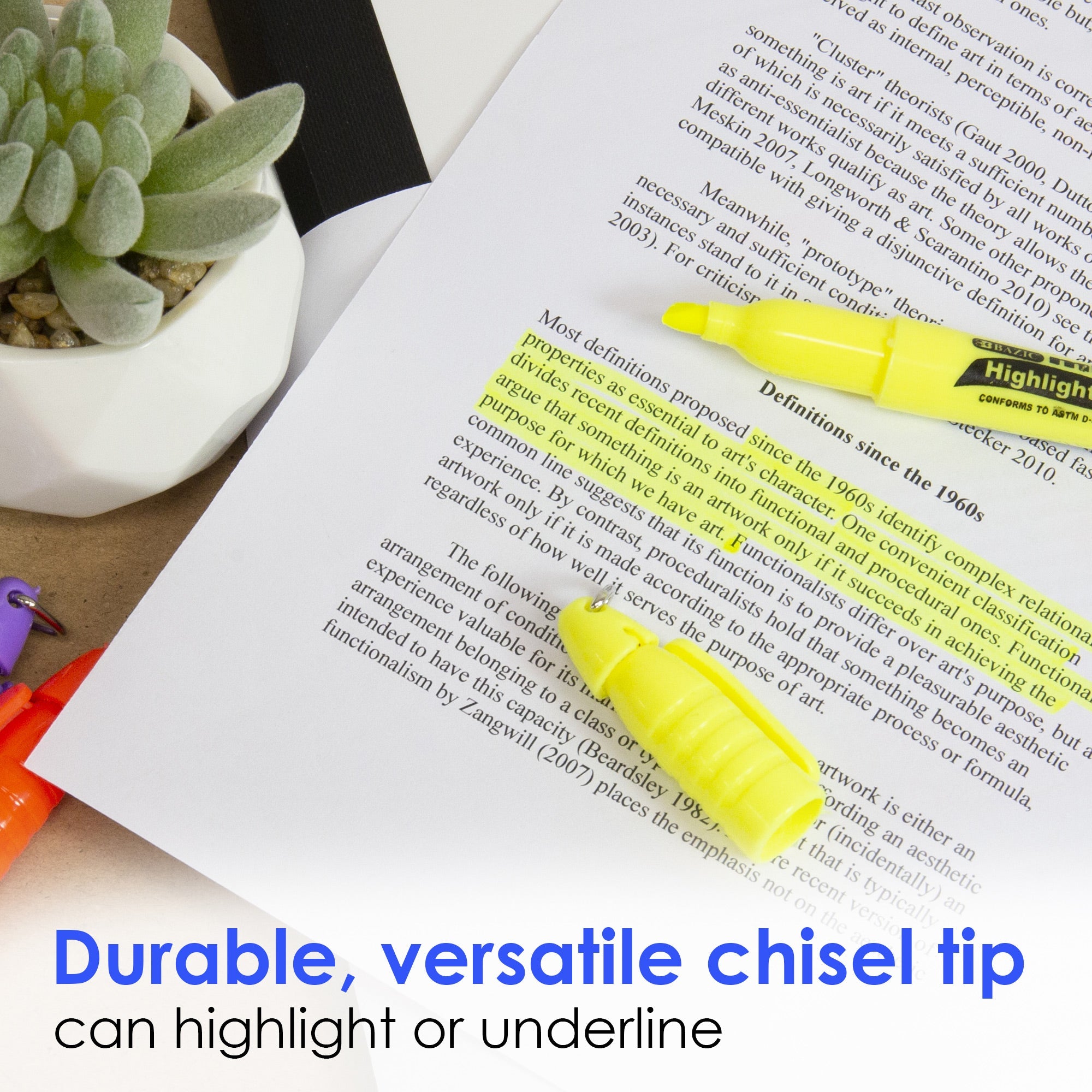Mini Fluorescent Highlighter w/ Cap Clip (6/Pack)