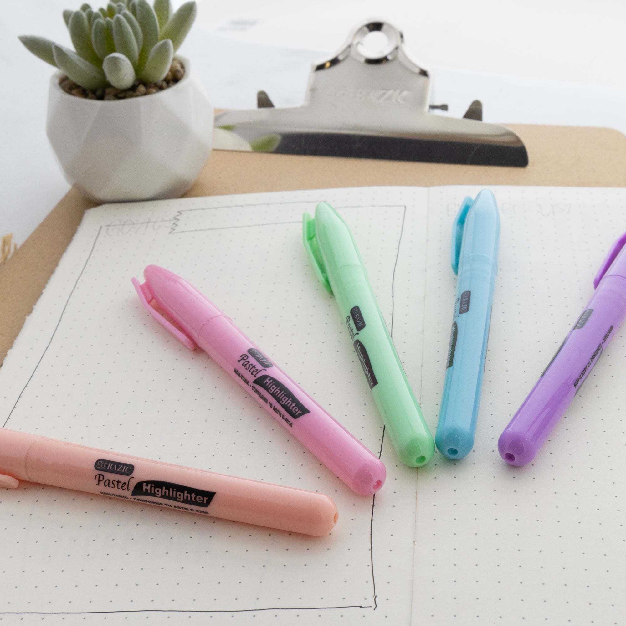 Pen Style Pastel Assorted Colors Highlighter (5/Pack)