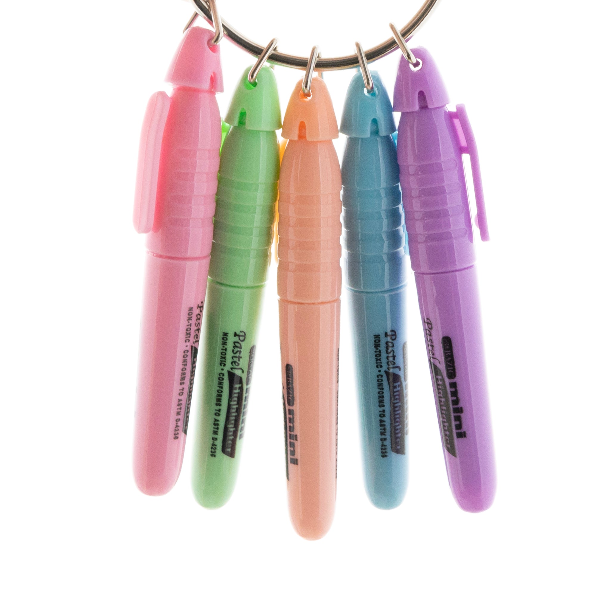Mini Pastel Highlighters w/ Cap Clip (5/Pack)