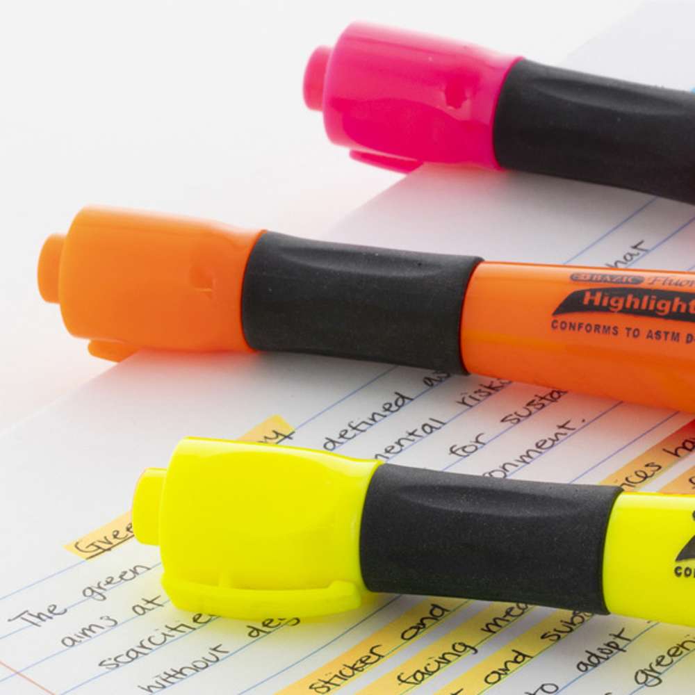 Desk Style Fluorescent Highlighters (3/Pack) Yellow