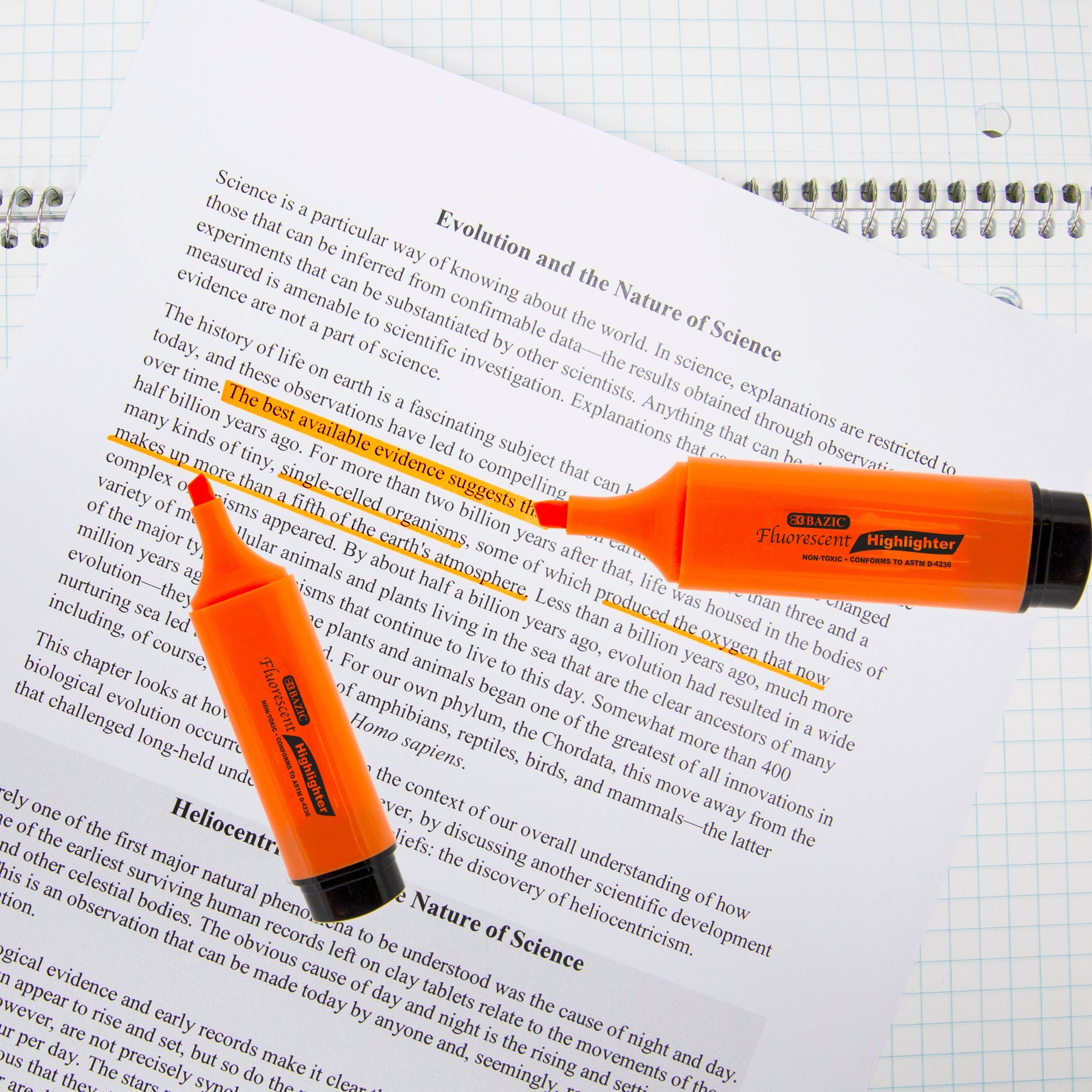 Fluorescent Highlighters w/ Pocket Clip (3/Pack)