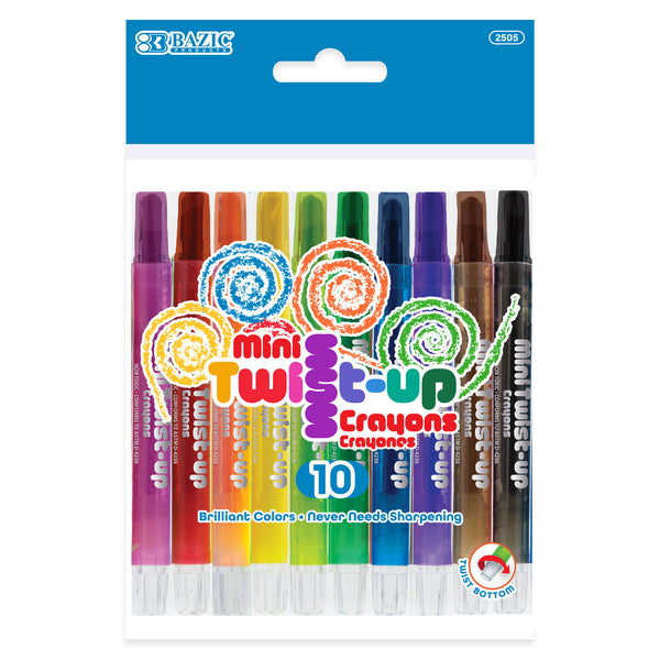 10 Color Mini Twist-Up Propelling Crayons