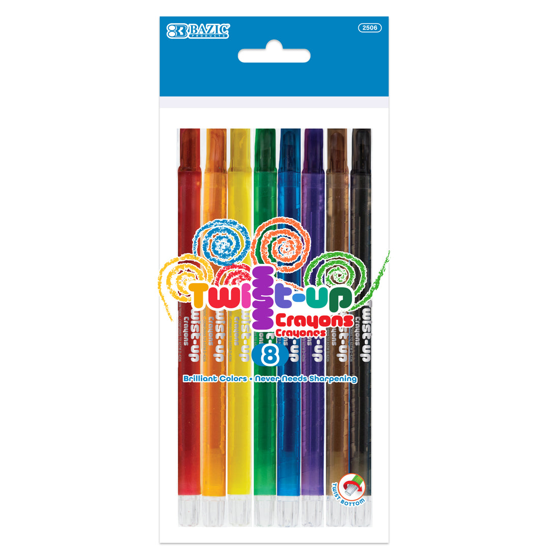 8 Color Twist-Up Propelling Crayons
